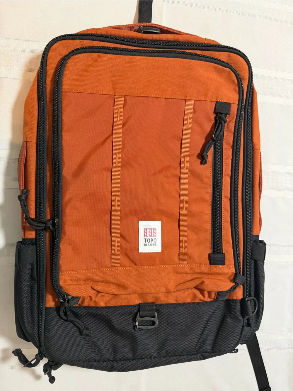 Topo Designs Orange and Black global travel bag 30L